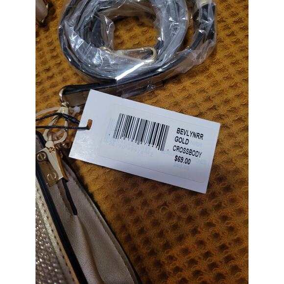 Steve Madden Viral Bevelyn Gold Rhinestone Crossbody Holiday Party Sparkle NWT - Picture 3 of 7